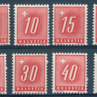 Schweiz, Portomarken 1938, Ziffer und Kreuz geriffeltes Papier postfrisch