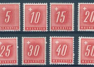 Schweiz, Portomarken 1938, Ziffer und Kreuz geriffeltes Papier postfrisch